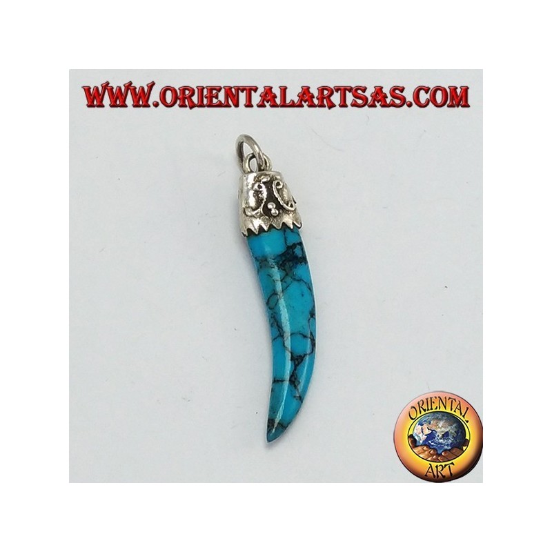 Pendant, la corne pâtes turquoise avec cadre en argent