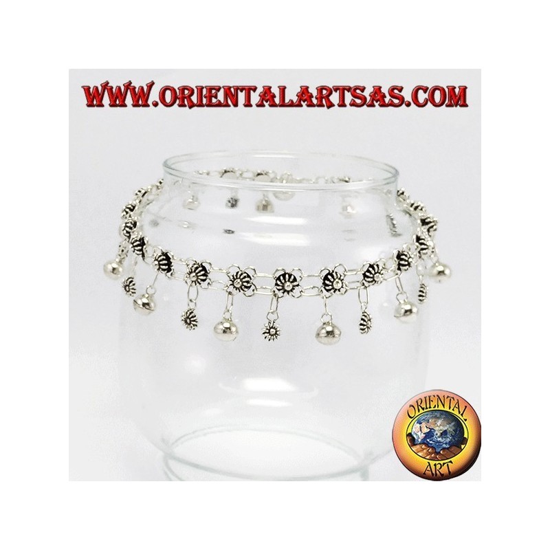 Cavigliere in argento fiorellini e campanelli