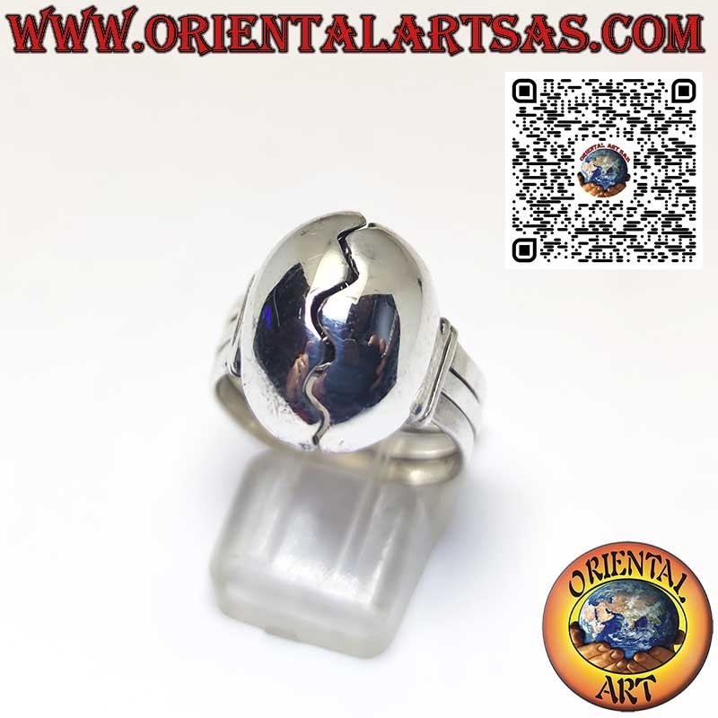 Openable egg silver ring with chick