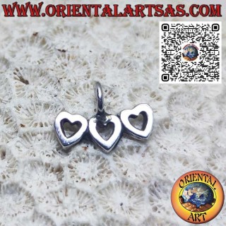 Pendentif en argent, trio de coeurs