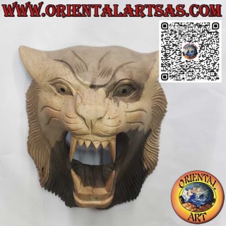 head mask of wooden hibiscus tiger