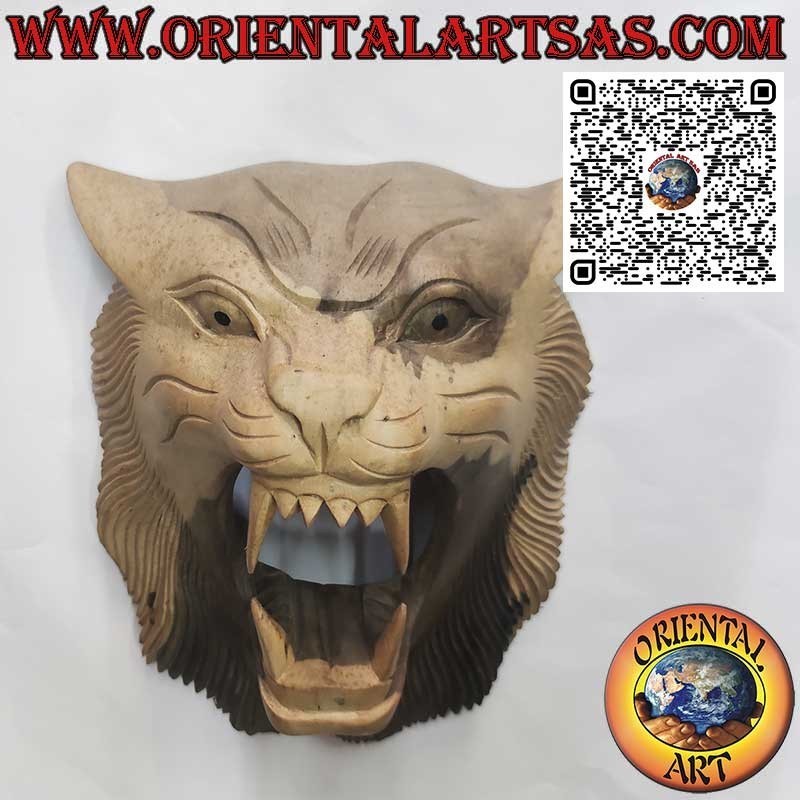 Maschera testa di tigre di legno hibiscus
