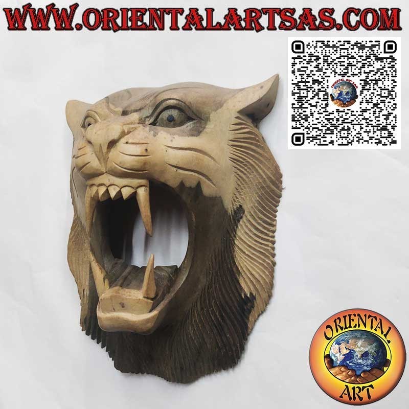 Maschera testa di tigre di legno hibiscus