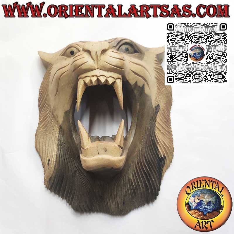 Kopfmaske aus Holz Tiger  hibiscus