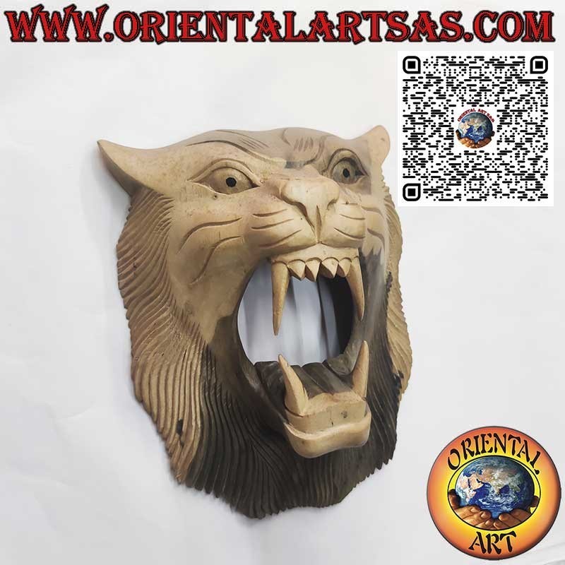 head mask of wooden hibiscus tiger