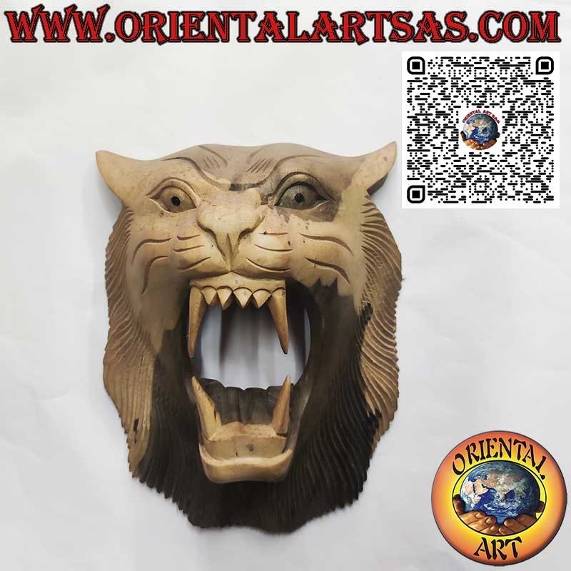 head mask of wooden hibiscus tiger
