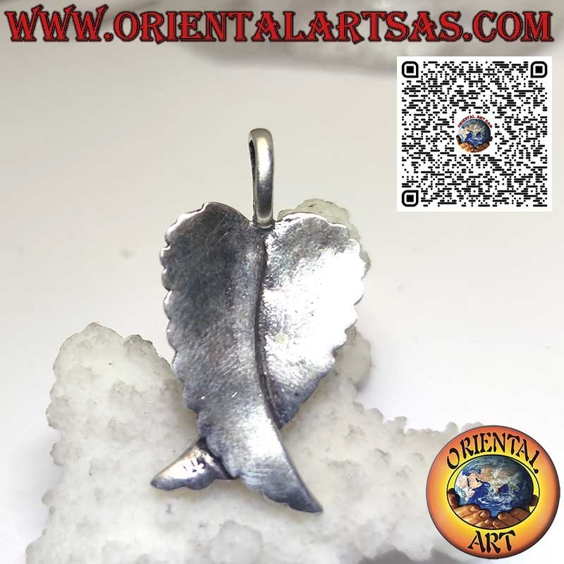 Colgante de plata, par de alas de ángel entrelazadas.