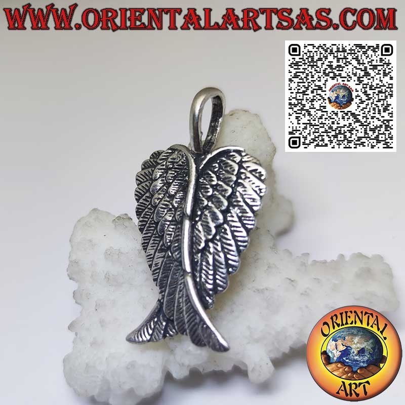Pendentif en argent, paire d'ailes d'ange entrecroisées