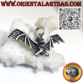 pendentif en argent, chauve-souris aux ailes ouvertes