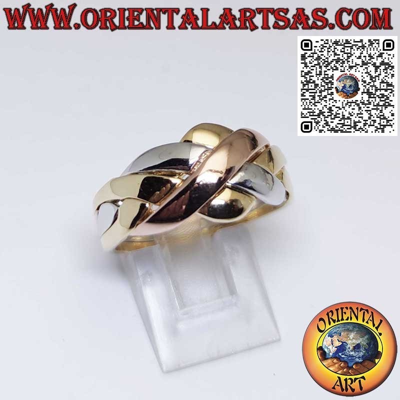 Anello Fede turca realizzata in oro giallo rosa e bianco 18 carati