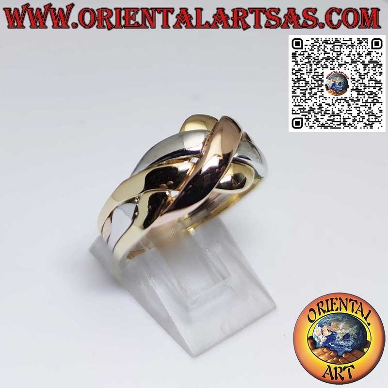 Alianza turca de oro amarillo, rosa y blanco de 18k.