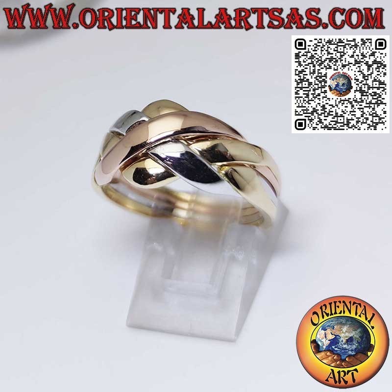 Anello Fede turca realizzata in oro giallo rosa e bianco 18 carati