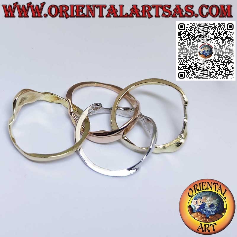 Anello Fede turca realizzata in oro giallo rosa e bianco 18 carati