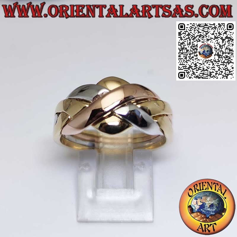 Turkish Faith Ring Made of 18K Yellow, Rose and White Gold