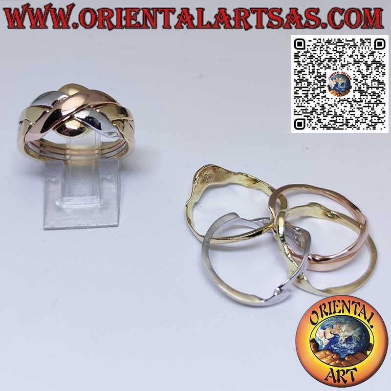 Turkish Faith Ring Made of 18K Yellow, Rose and White Gold