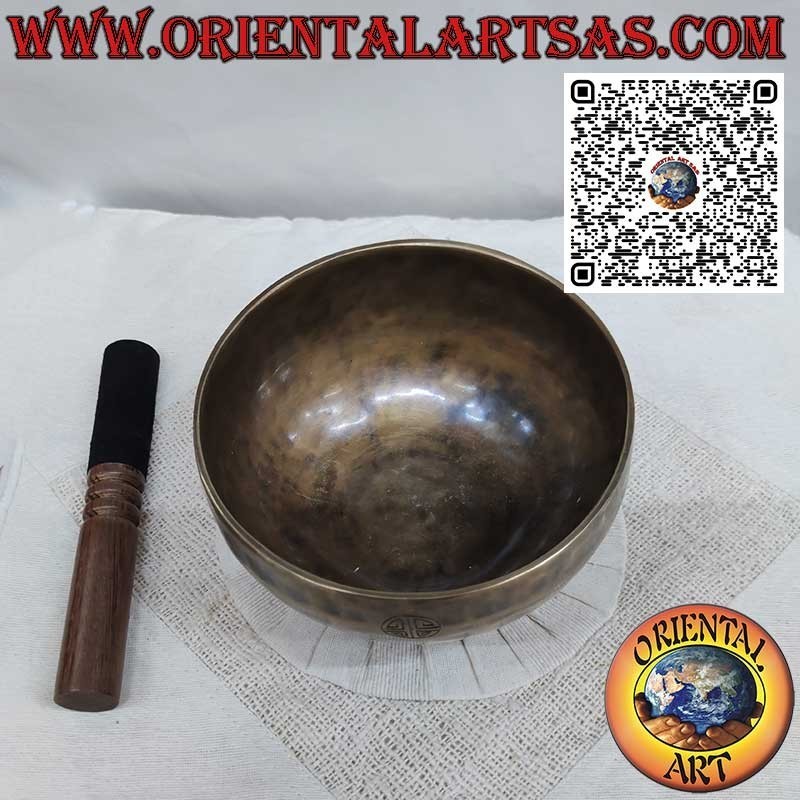 Cloche tibétaine de Pleine Lune faite à la main, 17 cm Ø, 888gr., "Si", 233 Hz