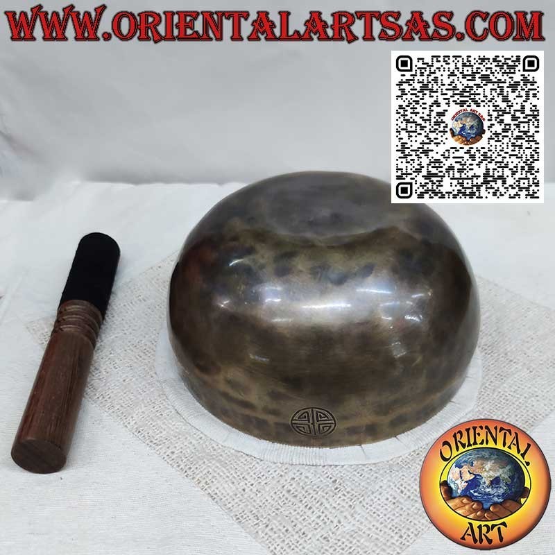 Cloche tibétaine de Pleine Lune faite à la main, 17 cm Ø, 888gr., "Si", 233 Hz