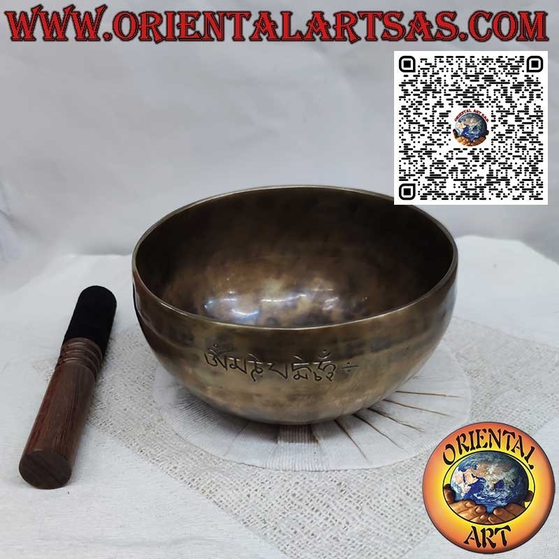 Campana tibetana de luna llena hecha a mano, 17 cm Ø, 888gr., "Si", 233 Hz
