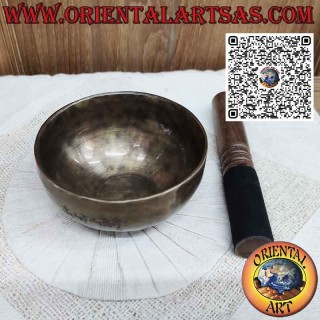 Bol chantant tibétain artisanal pleine lune, 12 cm Ø, 410gr., "La", 440 Hz