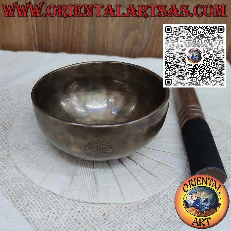 Bol chantant tibétain artisanal pleine lune, 14 cm Ø, 410gr., "La", 440 Hz