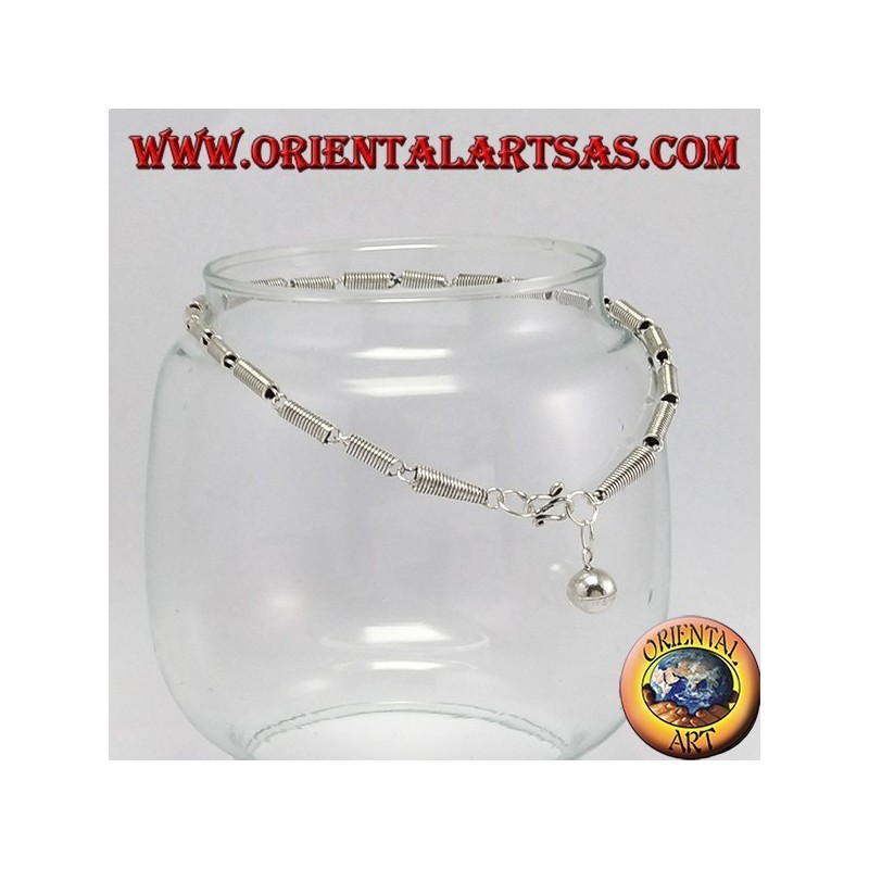 Cavigliere in argento con spirali ed 1 campanello