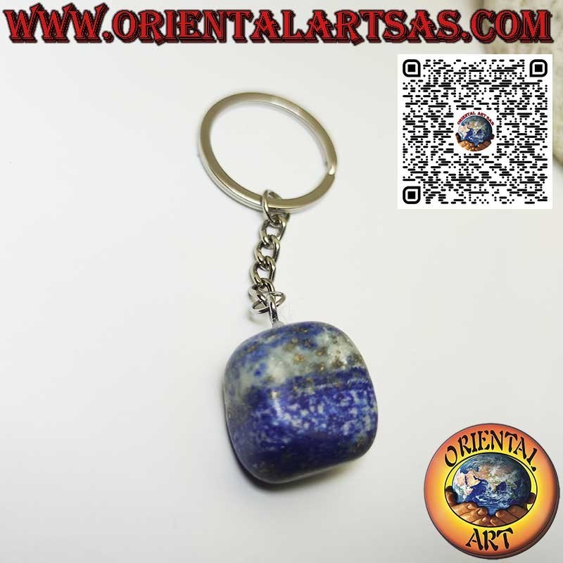 Natural Afghan Lapis Lazuli Metal Keychain | Oriental Art