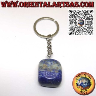 Natural Afghan Tumbled Lapis Lazuli Metal Keychain