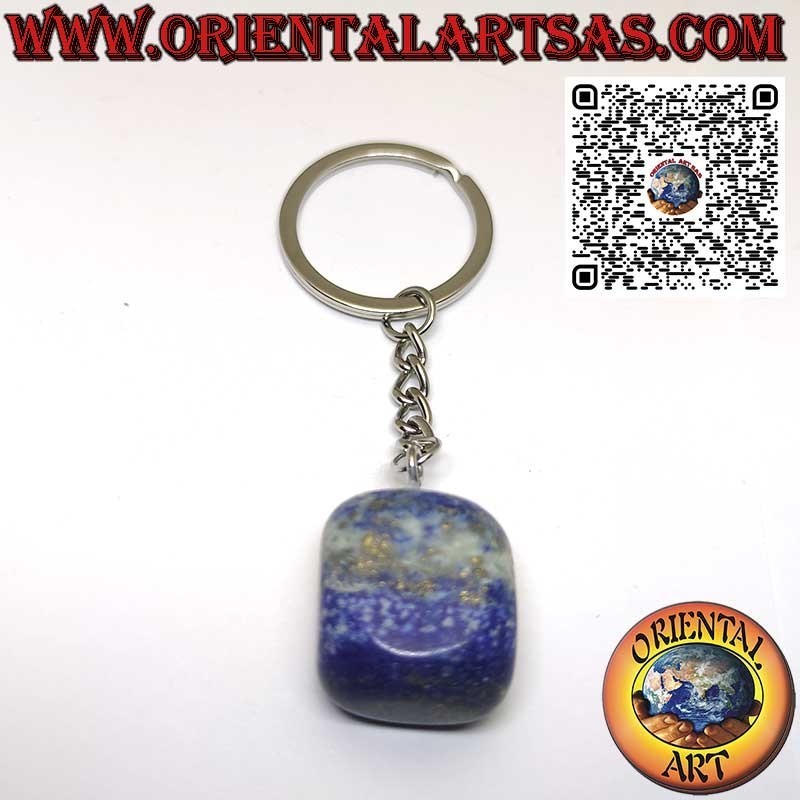Llavero de metal con lapislázuli afgano natural caído