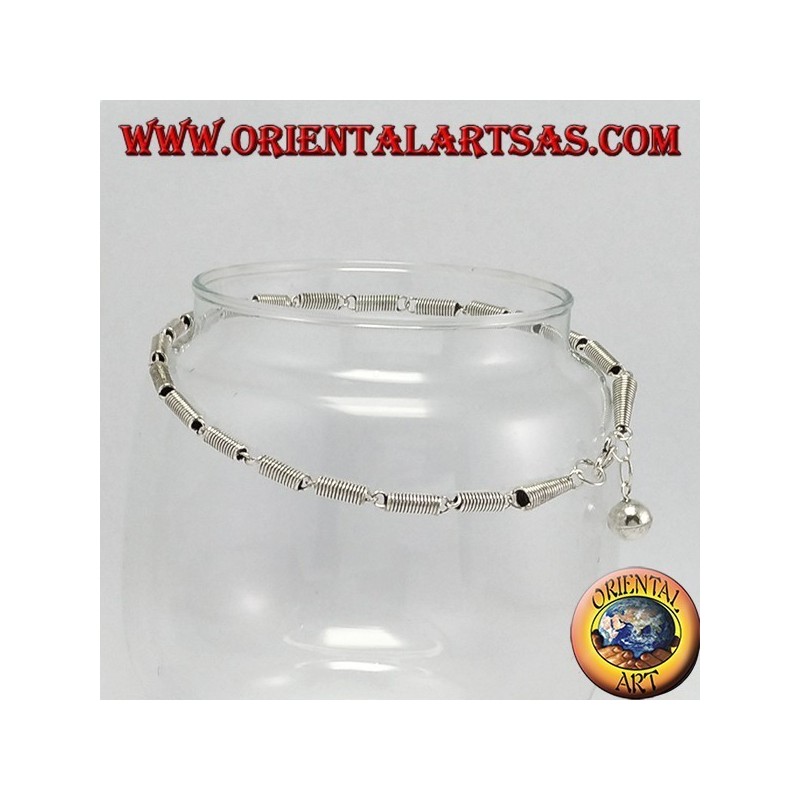 Cavigliere in argento con spirali ed 1 campanello