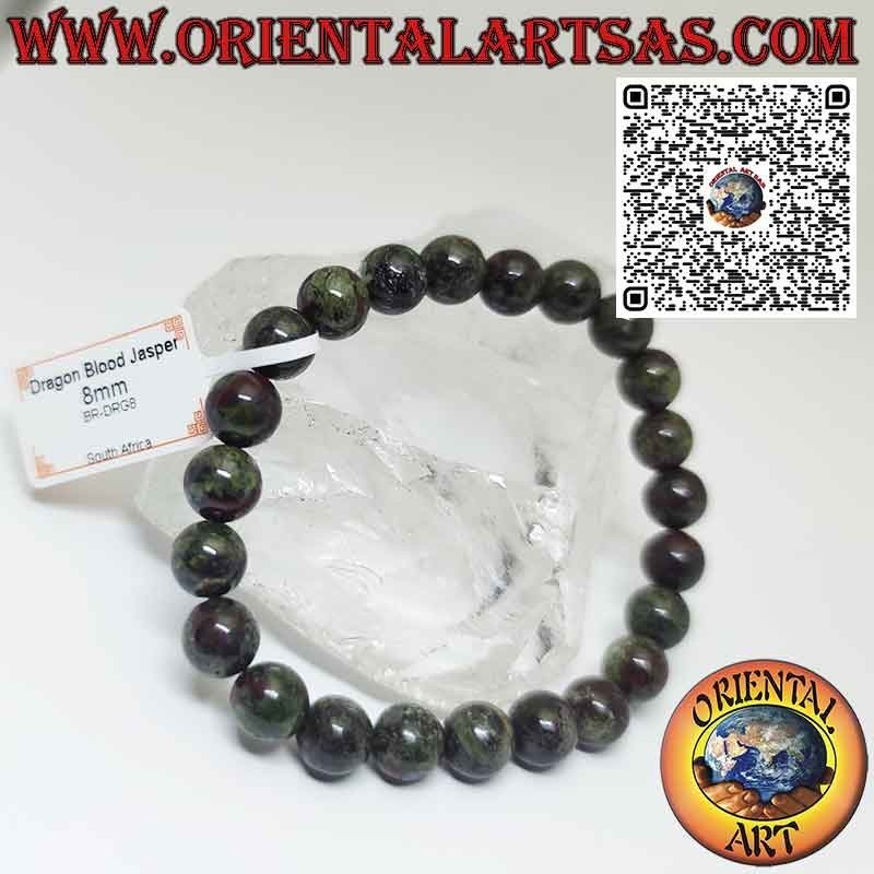 Bracelet Jaspe Sang de Dragon Naturel – 8mm Élastique