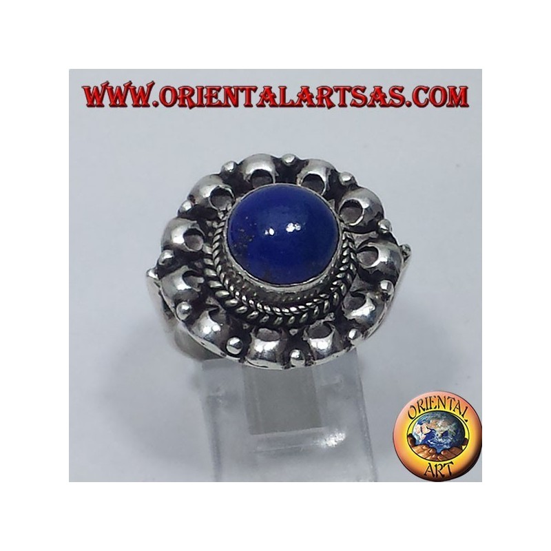 anello in argento con lapislazzulo tondo