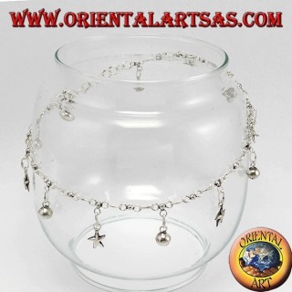 Cavigliere in argento, con 5 stelle  ed 7 campanelli