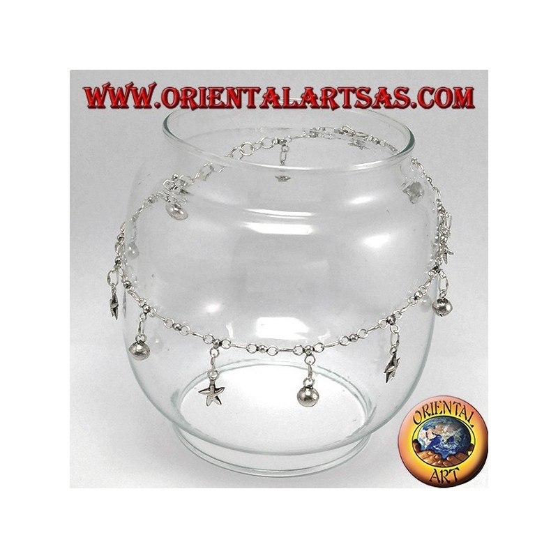 Cavigliere in argento, con 5 stelle  ed 7 campanelli