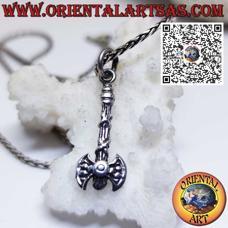 Pendentif en argent, double hache finie à la main