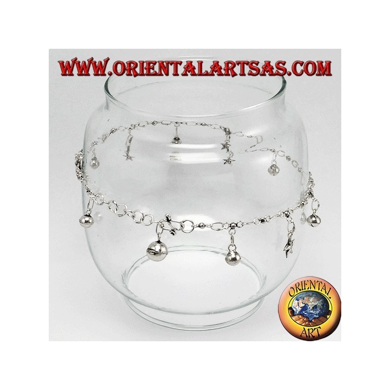 Cavigliere in argento, con 5 stelle  ed 7 campanelli