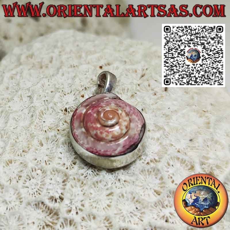 Silberanhänger mit rosa Nautilus astrea in glatter Fassung