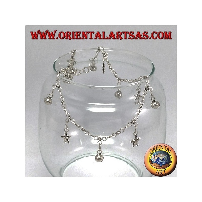Silver ankle, with 5 stars and 7 bells