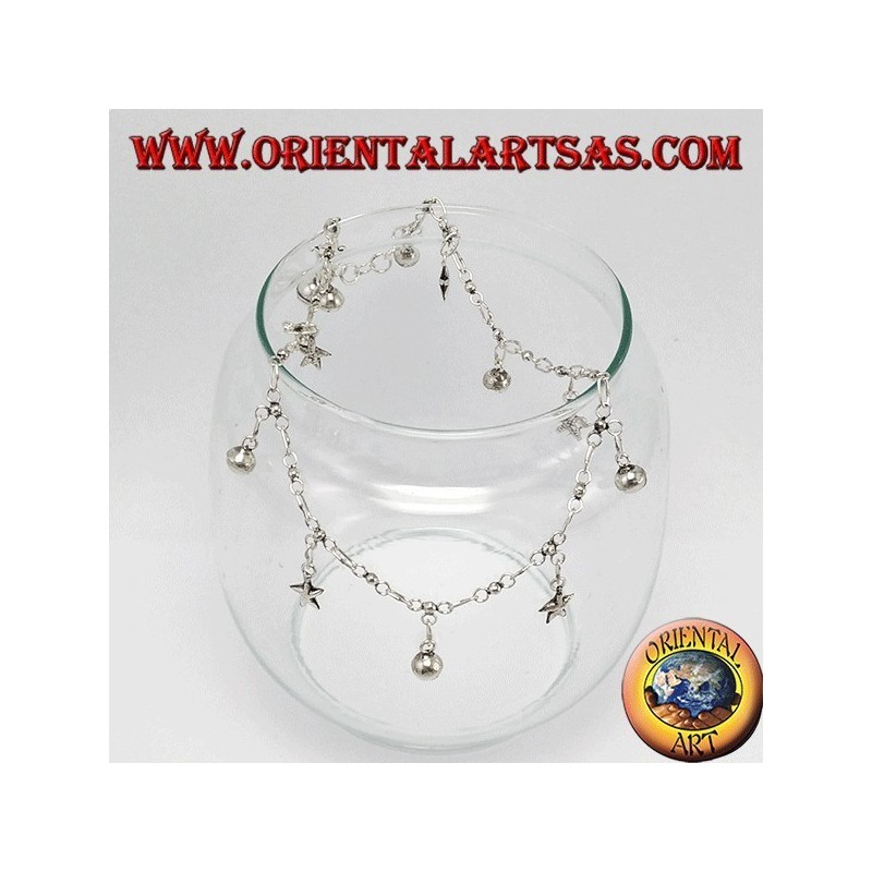 Silver ankle, with 5 stars and 7 bells