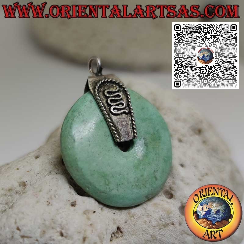 28 mm Ø großer Donut-Anhänger mit natürlichem Türkis.  und Haken in Silber