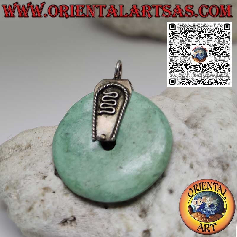 Colgante Donut Turquesa Natural 28mm. Ø y gancho en plata