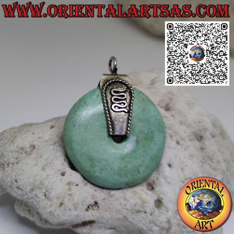 28 mm Ø großer Donut-Anhänger mit natürlichem Türkis.  und Haken in Silber