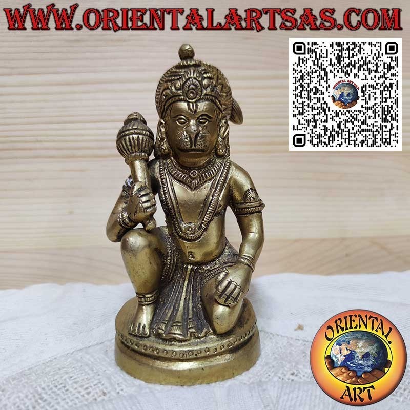 Sculpture en laiton de Hanuman, symbole de force et de protection