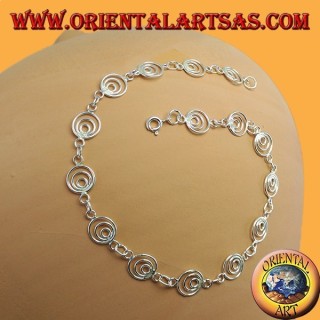 Silver anklets with flower and leaf pendants