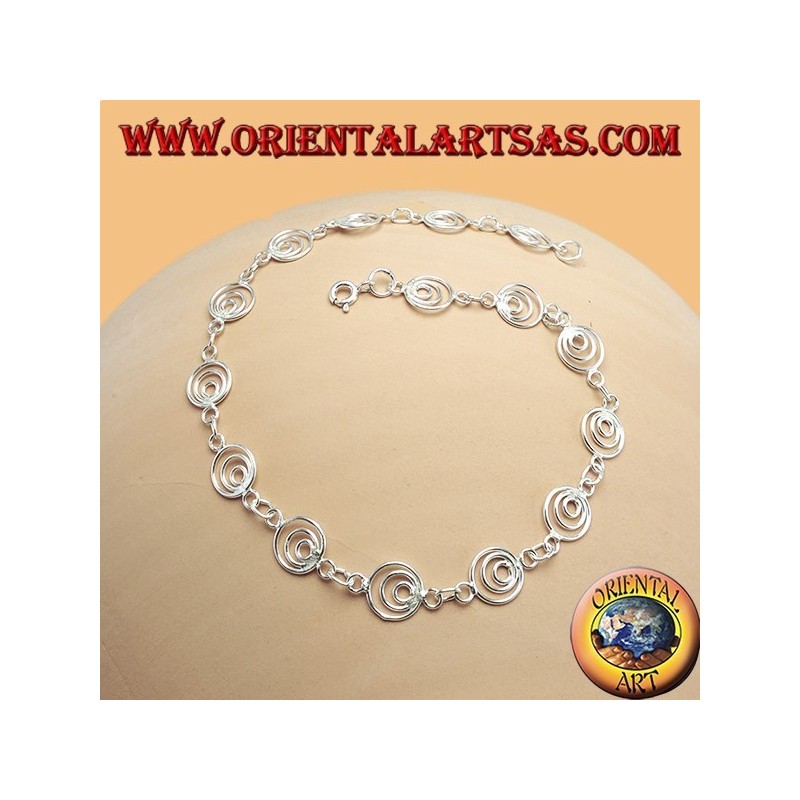 Silver anklets with flower and leaf pendants