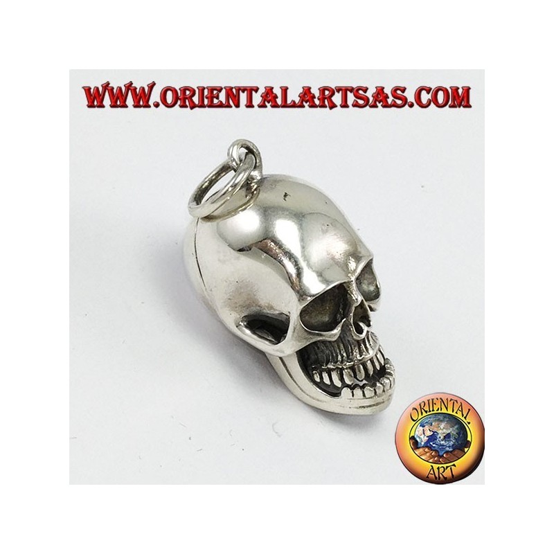 Silver pendant Skull with movable mandible and skull open