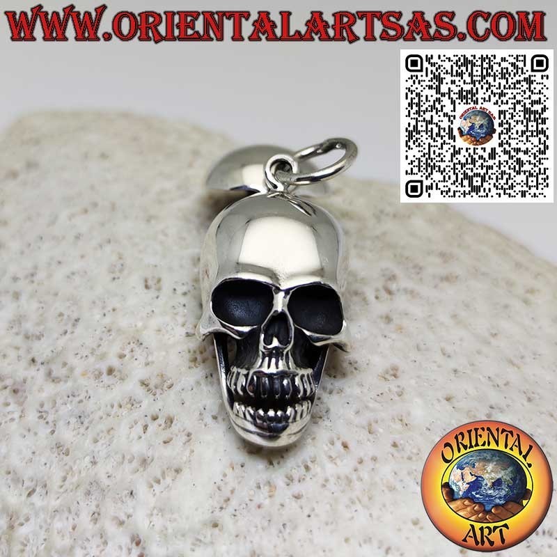 Silver pendant Skull with movable mandible and skull open