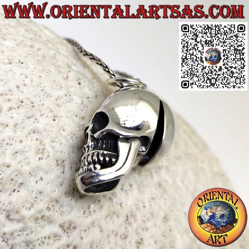 Silver pendant Skull with movable mandible and skull open