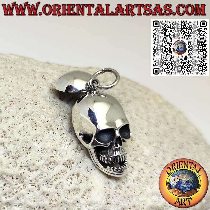 Silver pendant Skull with movable mandible and skull open