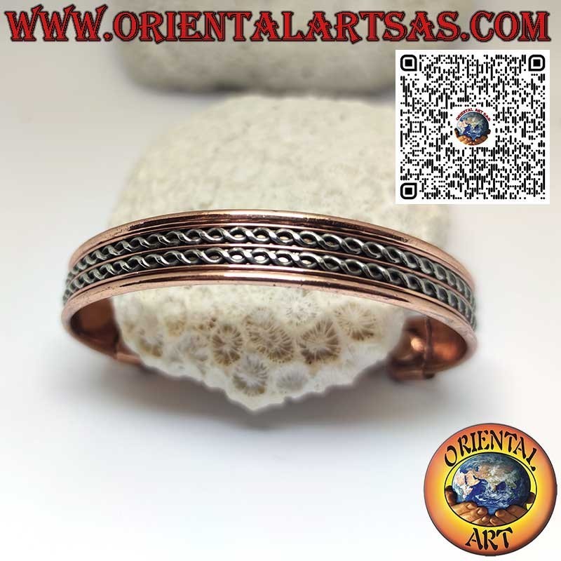 Pulsera de salud de cobre puro con imanes y adornos de latón.