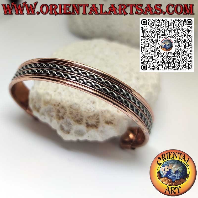 Bracciale della salute in puro rame con magneti, con decori in ottone